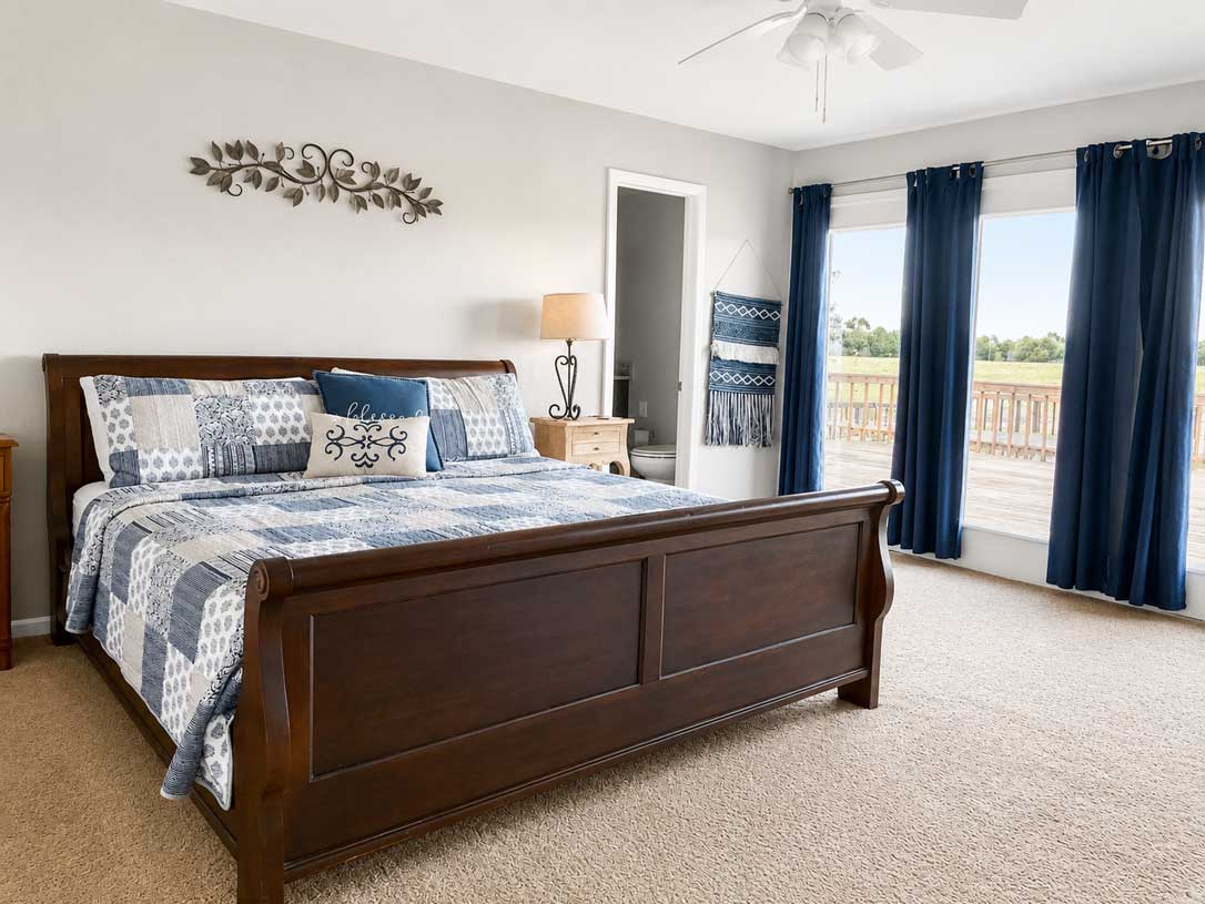 The Cypress Suite at The Ranch House featuring a king bed and spacious accommodations for overnight guests.